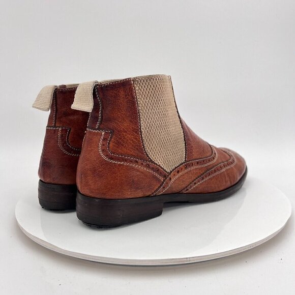 Paolo Lantorno Women Size EU 38 US 7 Brown Leather Wingtip Chelsea Boot - Picture 5 of 15